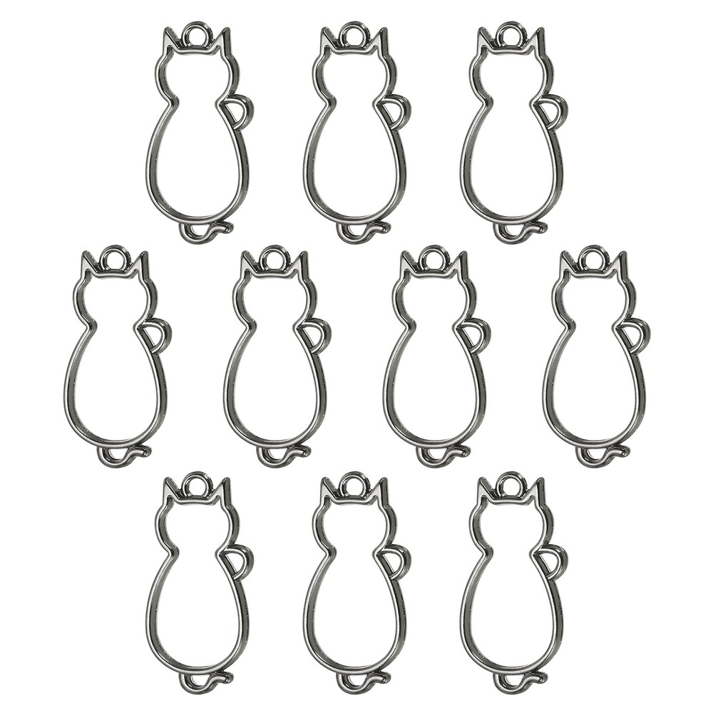 Open Alloy Rear Beast Pendants, 10pcs Cat Cable Size, Black #1