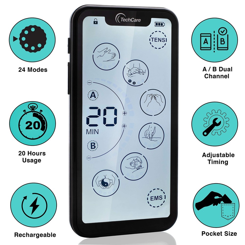 TENS Unit Muscle Stimulator – 24 Massage Modes, Touchscreen EMS Dev... Fas