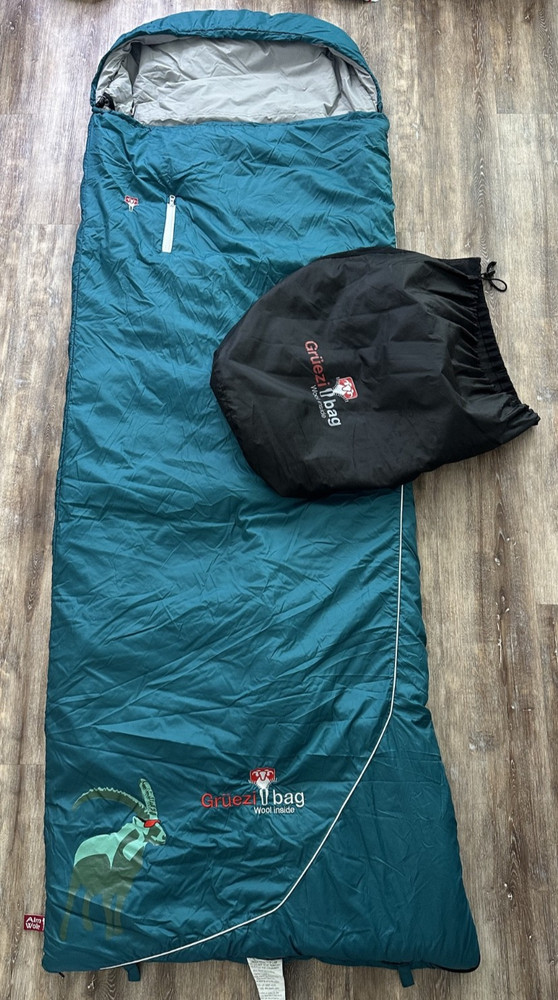 Gruezi sleeping bag Green Biopod DownWool Left Zip Wool Inside EUC
