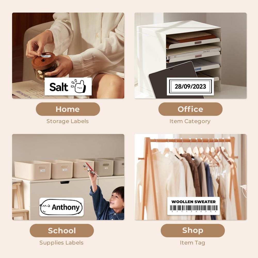 D110 Label Maker Machine with Label, Small Label Printer Bluetooth Connection...