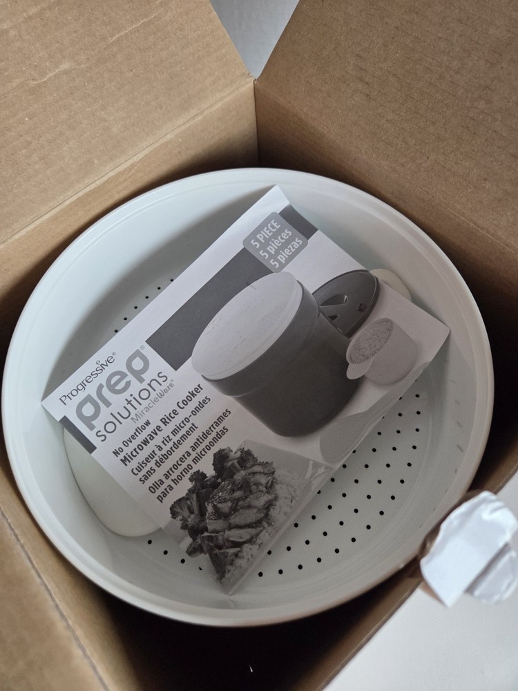 Miracle Ware Progressive Prep Solution Microwave 5 Piece No Overflow Rice Cooker