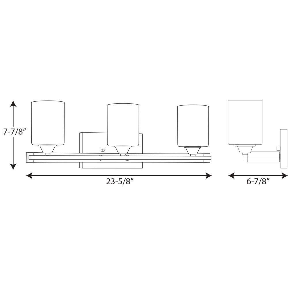 Dart Coll. 3-Light Graphite Etched Glass Modern Bath Vanity Light by Progress L.