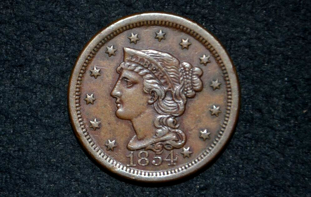 1854 LARGE CENT * AU++/UNC * NICE BROWN * Sharp Strike * Get 5% Off at Checkout