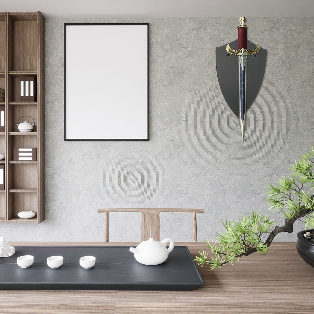 Sword Holder Wall Mount Sword Racks with Mounting Tools, Black(Double Sword)