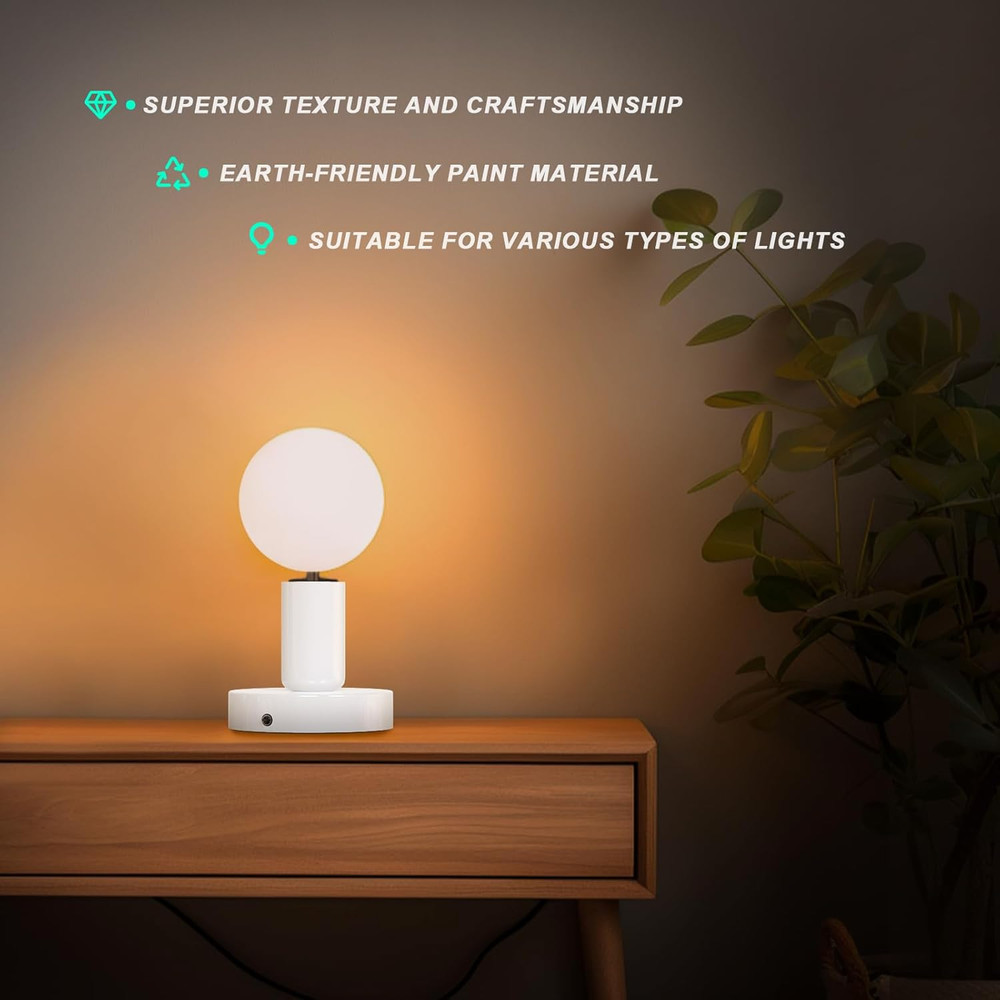 【Upgraded】 2 Polished Metal Desktop/Hanging Light Bulb Socket E26/E27 Lamp Base,