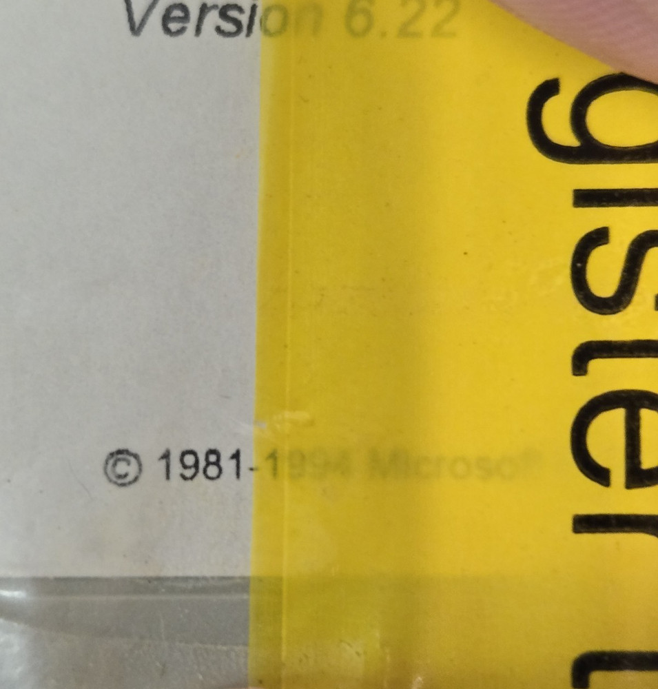 1994 Microsoft MS-DOS 6.22 Plus Enhanced Tools Genuine 3.5" Disks