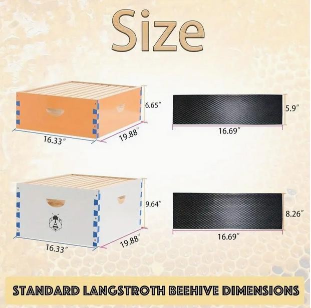 3 Layer Bee Hive Langstroth Kit 10 Deep & 20 Medium Frames Painting Baked finish