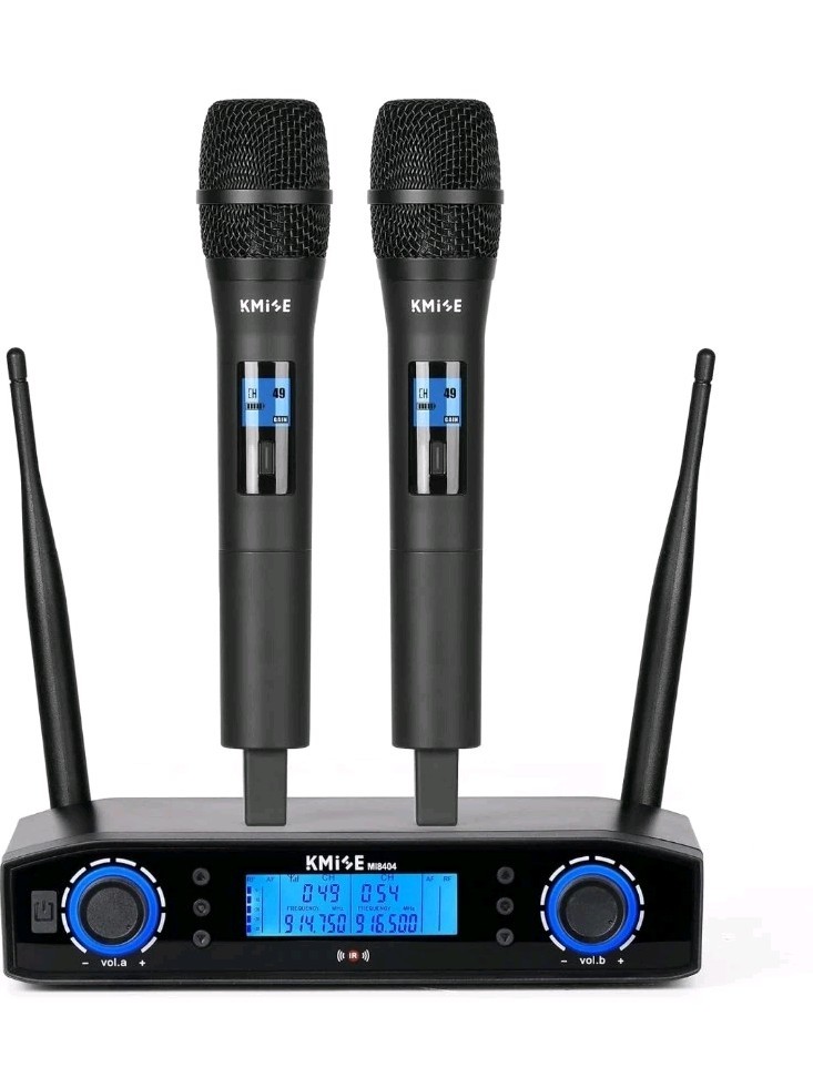 KMISE Wireless Microphone System, Dual Wireless Mics,Auto Scan & IR Pair 200ft