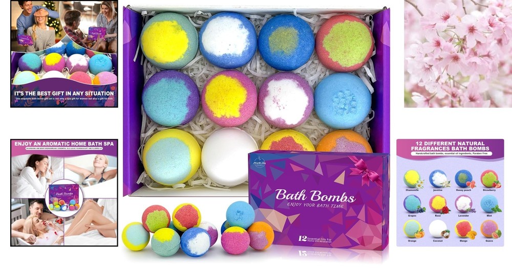 Luxurious 12-Pack Handmade Bath Bomb Gift Set for Relaxation & Aromatherapy