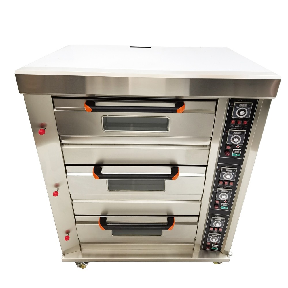 3-Layer 6 Baking Sheets Triple Pizza Oven Independently Control Temperature