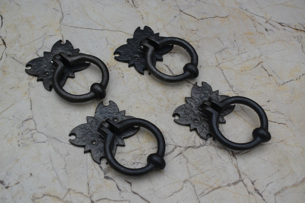 vintage Cast Iron knocker chest door ring Pull drop handle knobs 4 pic