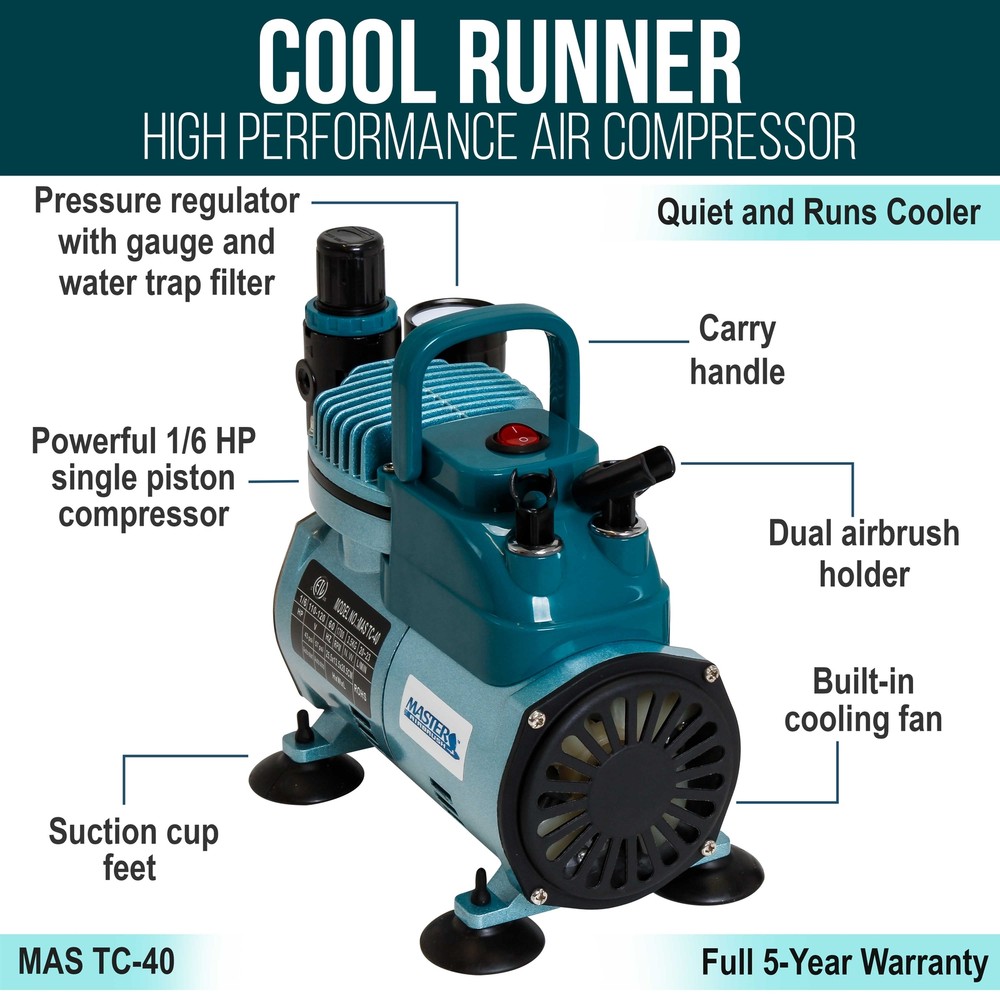 Master Airbrush Cool Runner Professional High Performance Air Compressor TC-40