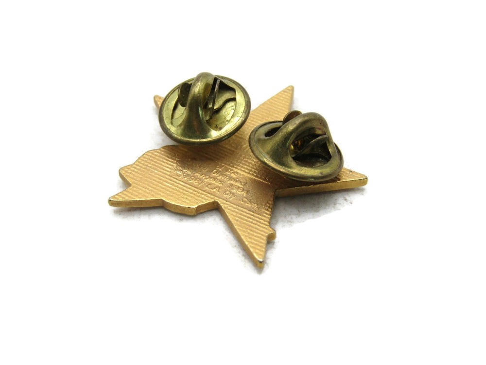 Kayaking Eagle & Red Star Pin Gold Tone