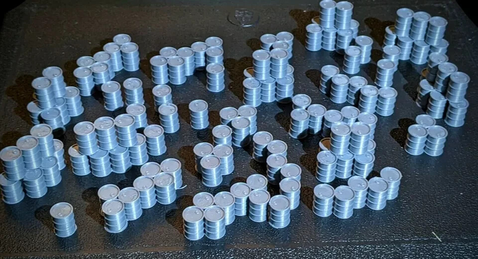 Bulk 32mm Oil Barrels for Table Top Gaming