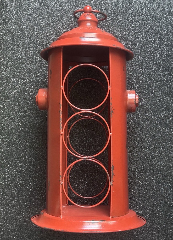 Stressed Red Fire Hydrant Wine Bottle Rack • About 20” • Excellent Condition