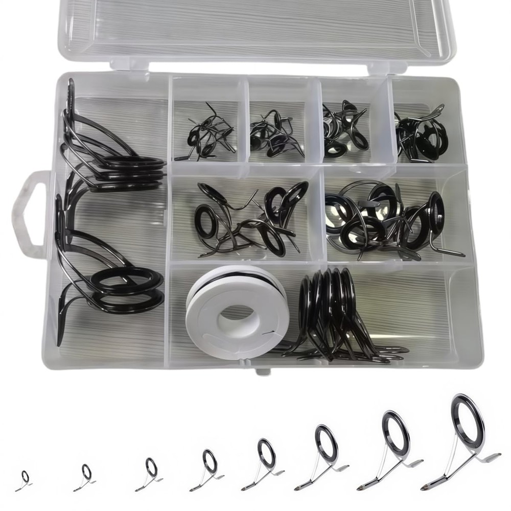 Houderrong Baitcasting Rod Casting Eyes Replacement kit, Black-Casting