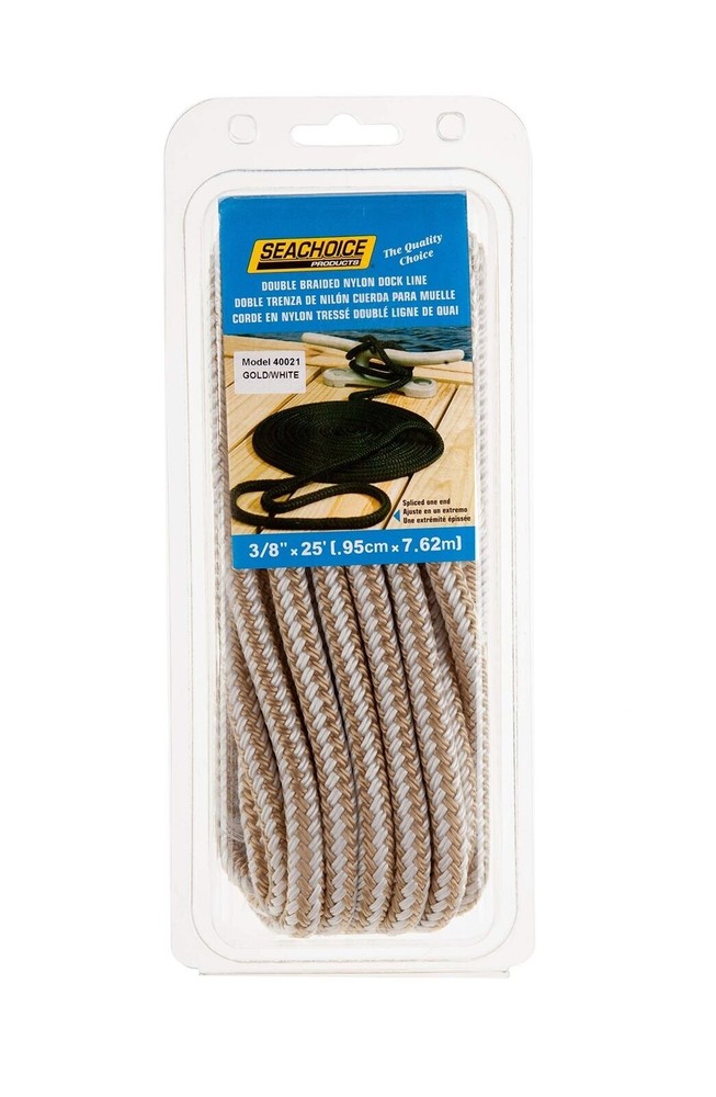 Seachoice Double-Braid Nylon Dock Line w/Eye Splice, Pre-Shrunk, Heat...