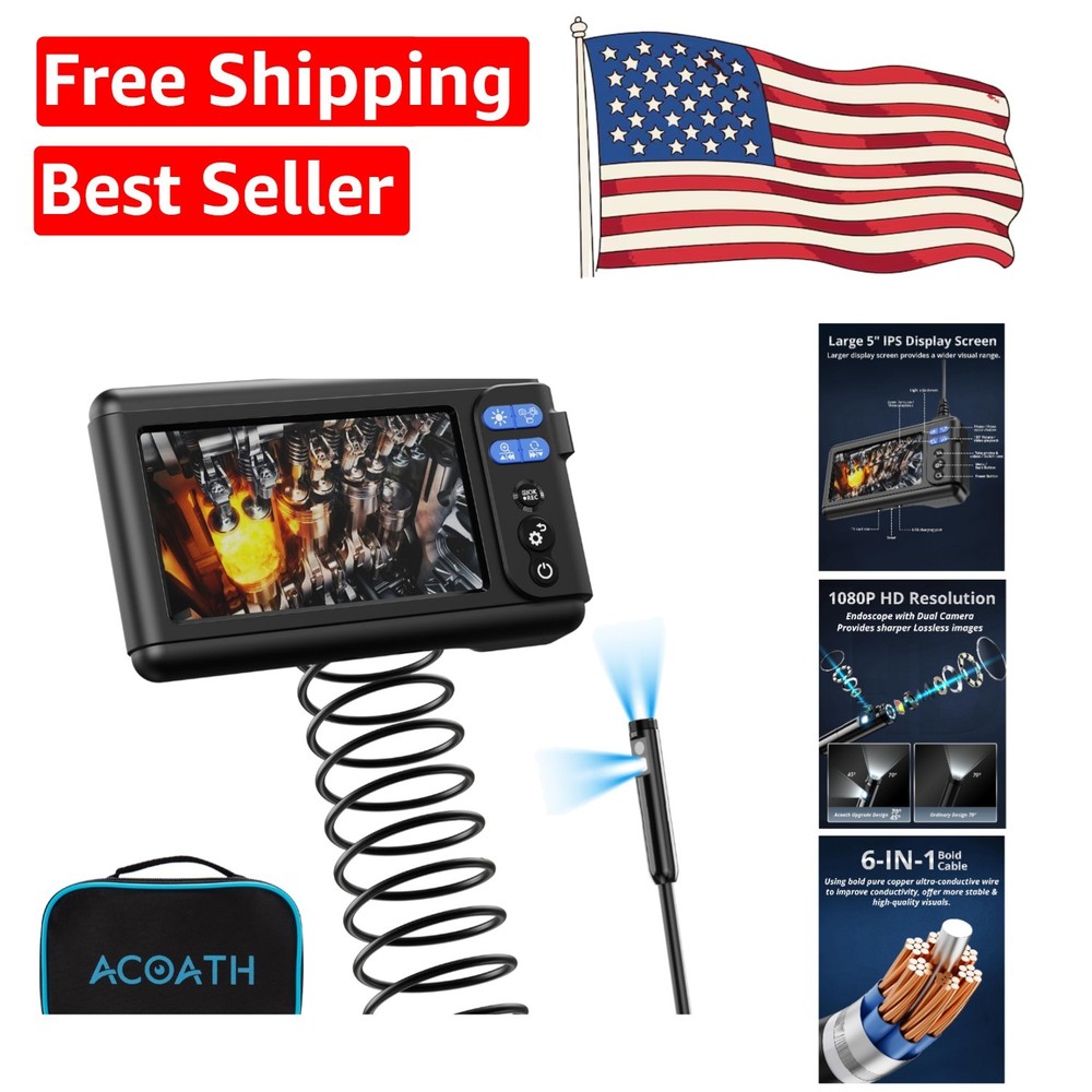 Dual-Lens 1080P Endoscope Camera with 5