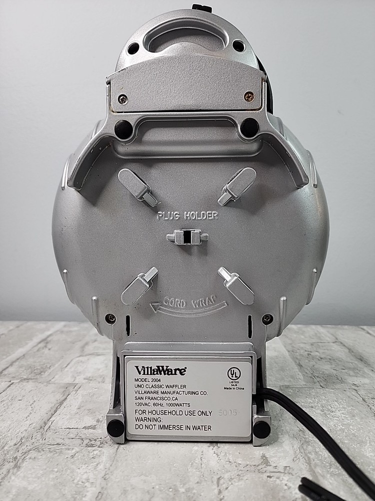 VillaWare Nonstick Waffle Maker 2004 Uno Classic 7'' Round Tested & Working