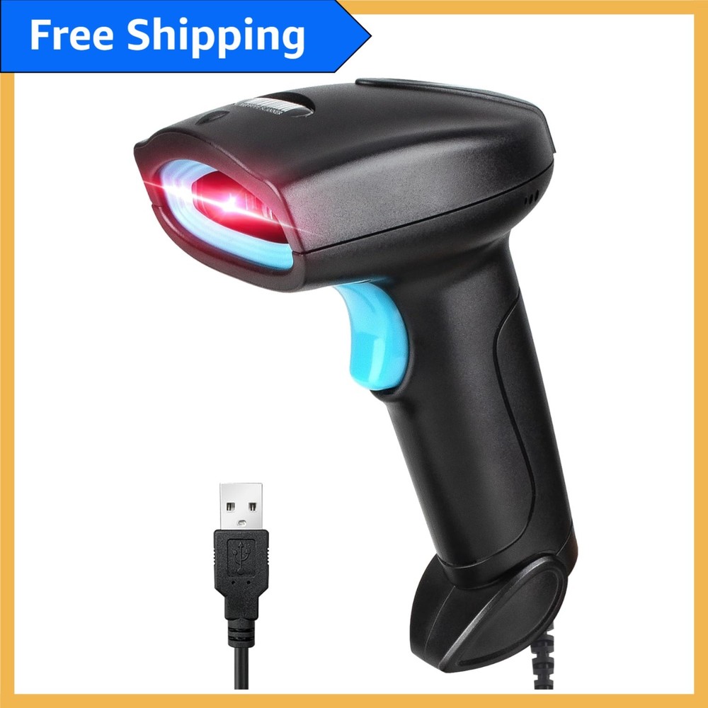 High-Speed USB Barcode Scanner - Reliable 1D Reader for Supermarkets & Offices