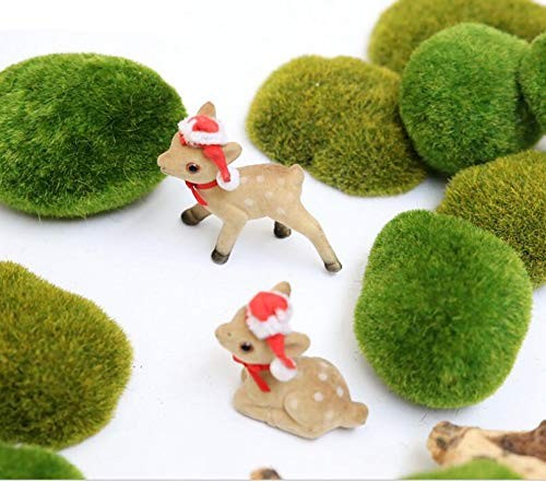 Erioctry 6 Pieces Assorted Sized Artificial Green Moss Rock Ball G