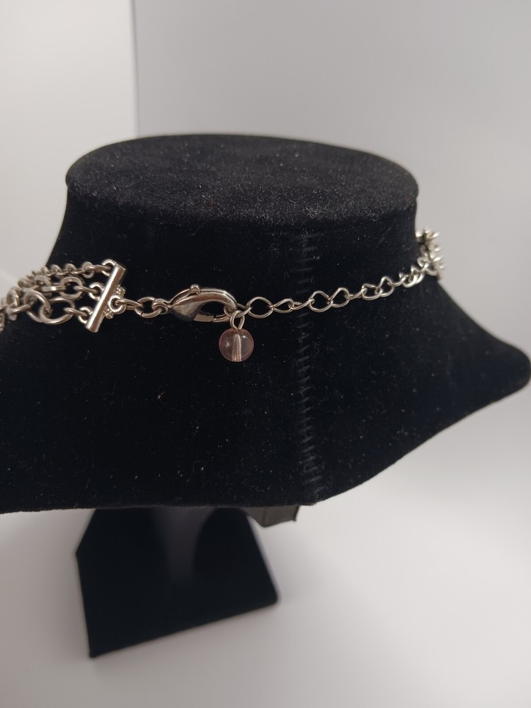 2 Elegant Multi-Layered Gold and Silver Necklaces, Bead Dangles