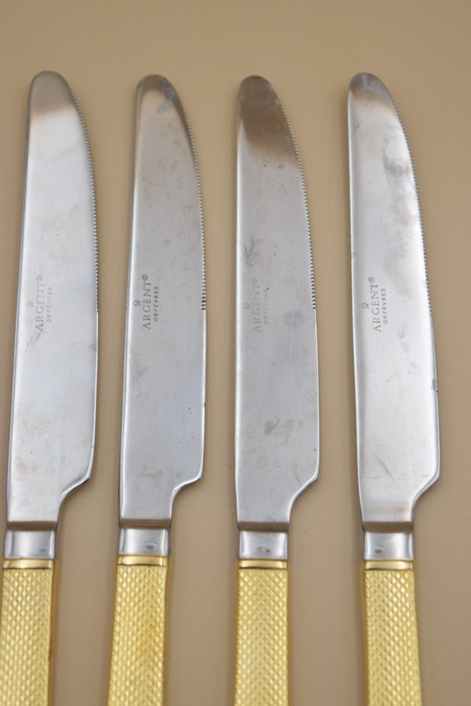 Argent Orfevres 14pc Flatware Gold Tone Dotted