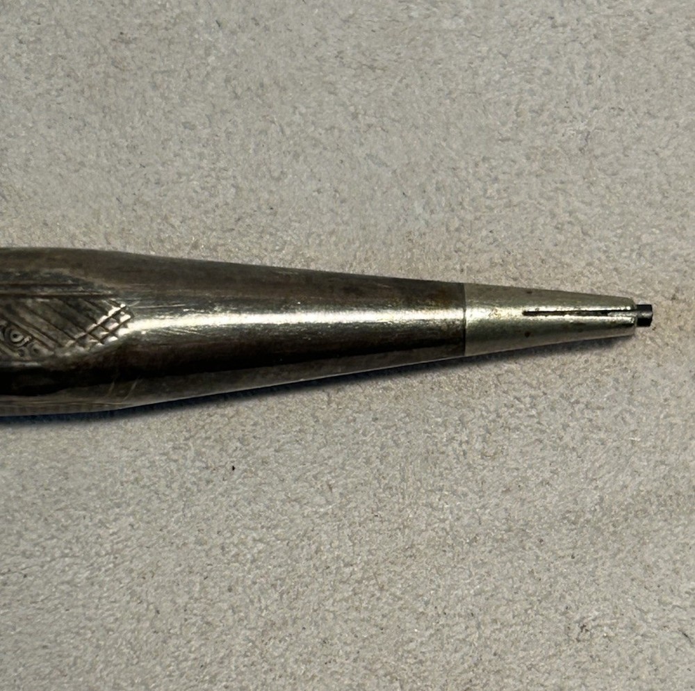 Antique 830 Silver Mechanical Pencil Engraved