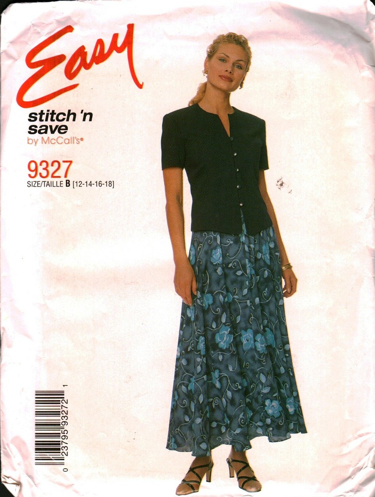 9327 Vintage McCalls SEWING Pattern Misses Top Bias Pull on Skirt OOP UNCUT FF