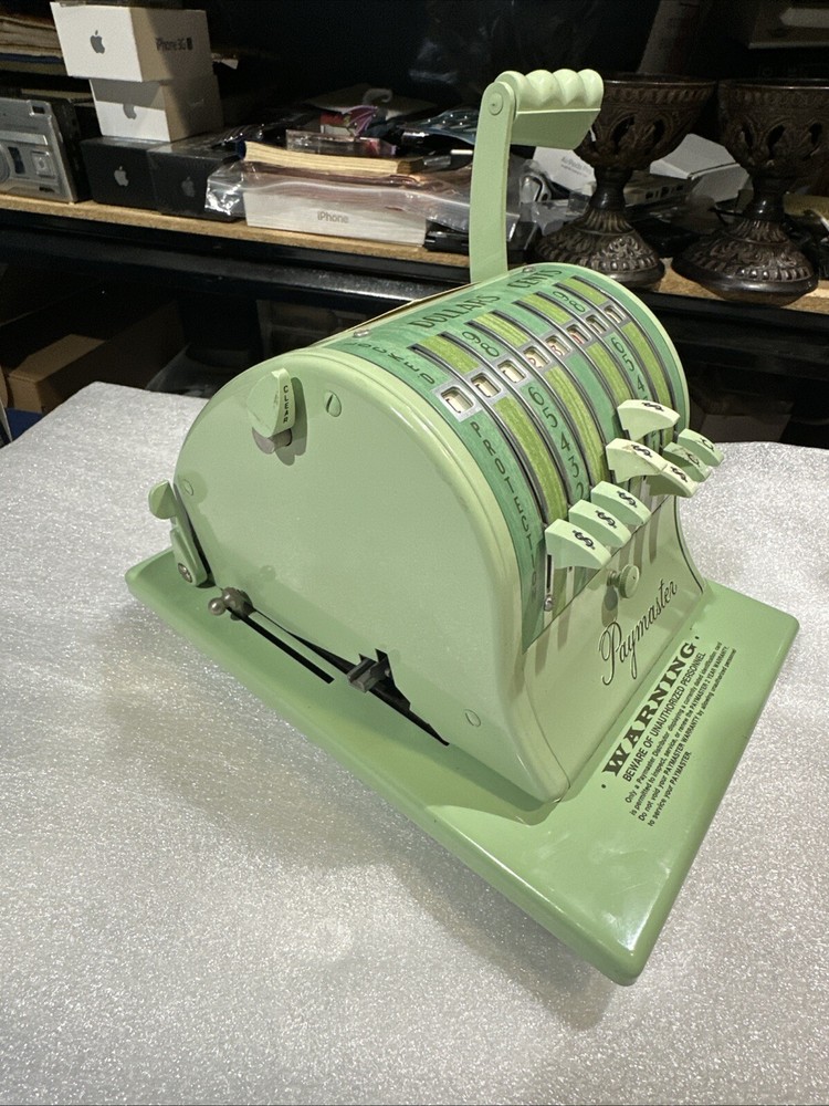 Paymaster x-2000 office check printer with stamper and key writer working