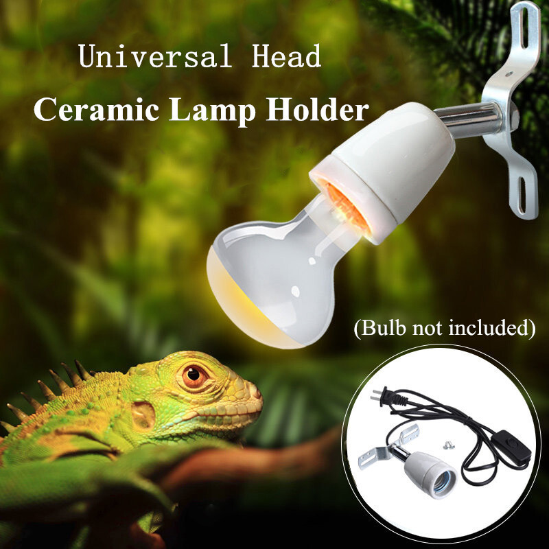 360° Ceramic Reptile Light Heating Lamp Bulb Holder w/ Bracket/Switch E27 Socket