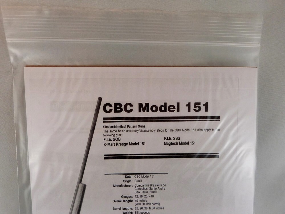 CBC MODEL 151 RIFLE BREAK DOWN INSTRUCTION KIT