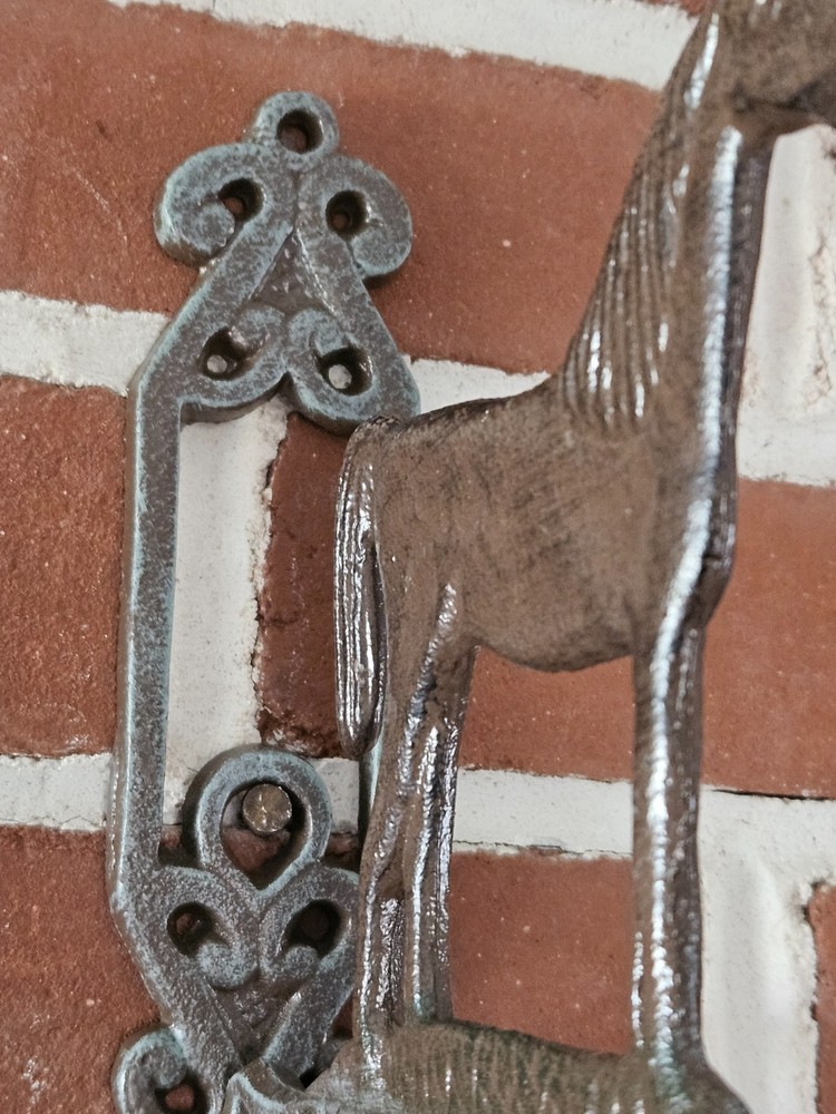 Horse Cast Iron Dinner Bell Wall Mounted Rustic Scroll Farm