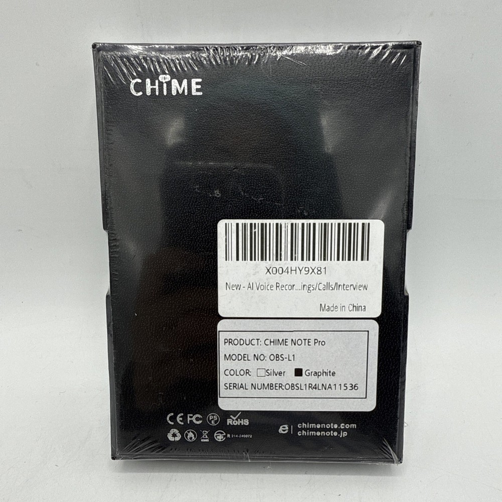 Chime Note Pro ChatGPT EMPOWERED AI Voice Recorder w/ Charging Function Graphite