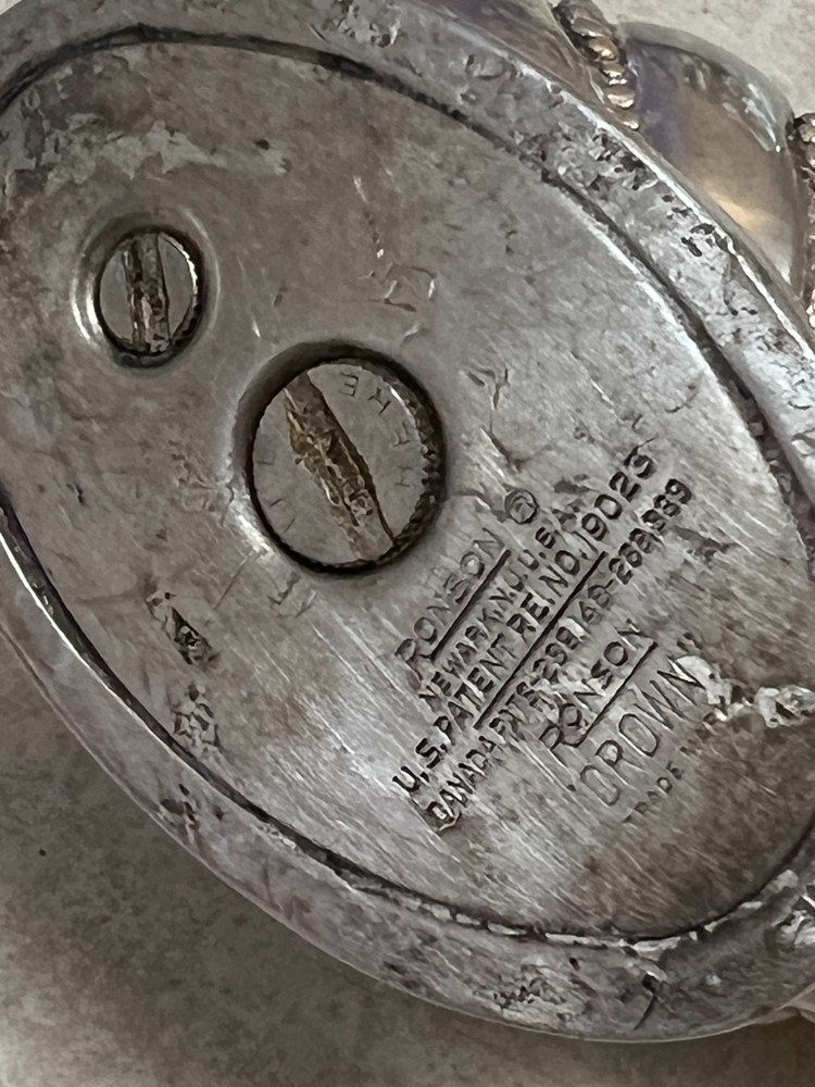 Vintage 1940's Ronson Crown Table Lighter - Silverplated