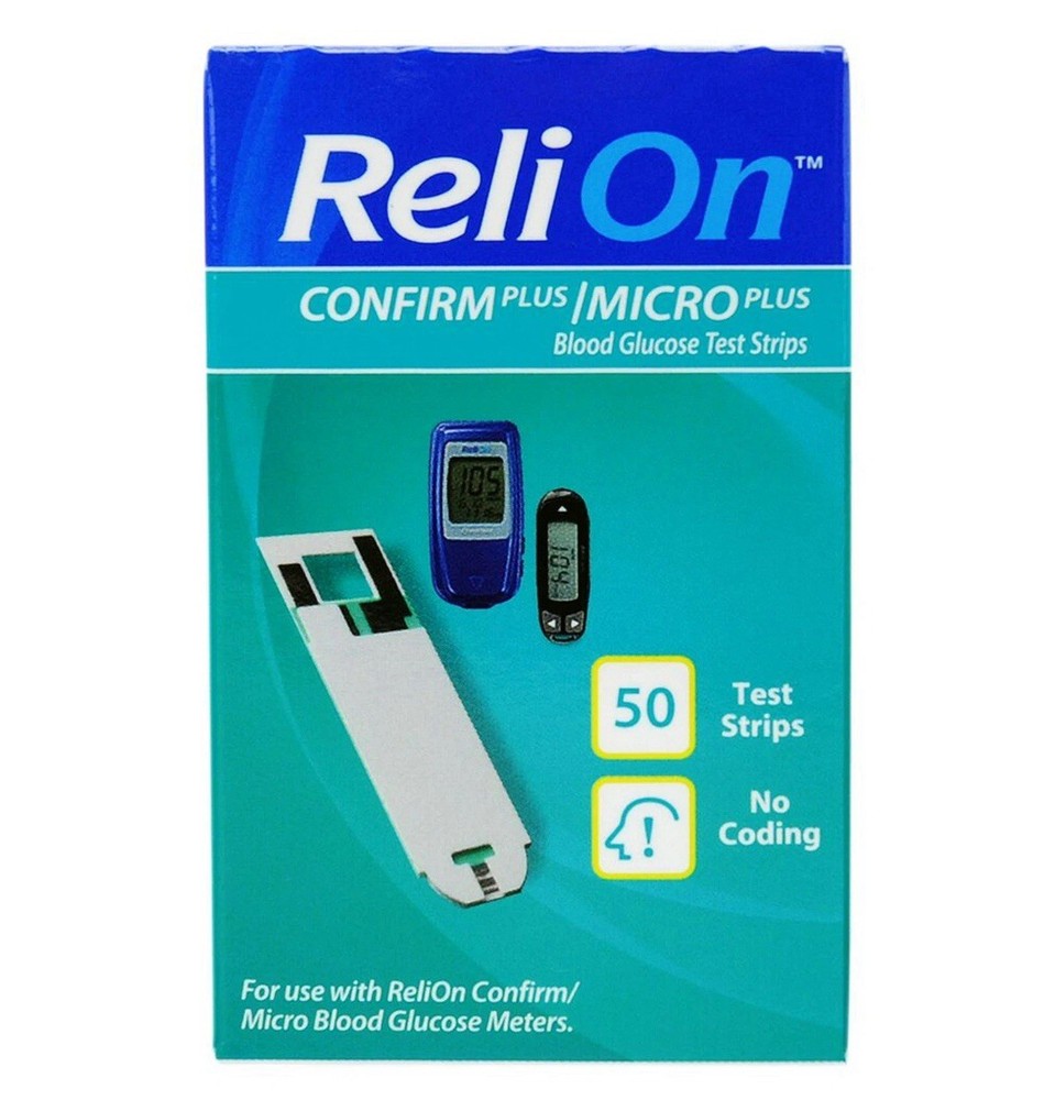 ReliOn Confirm Micro Blood Glucose Test Strips, 50 Count