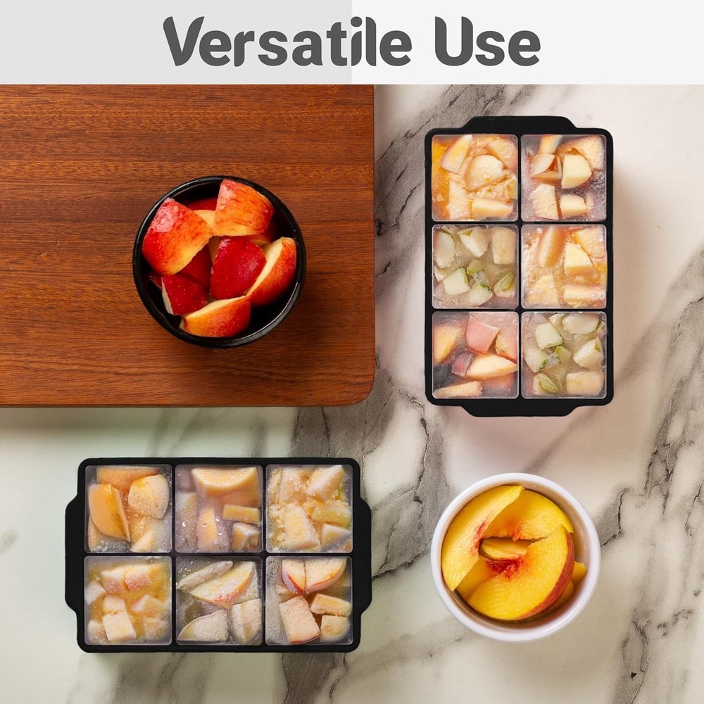 Versatile Silicone Ice Cube Trays - Stackable 2-Inch Molds for Luxurious Drinks