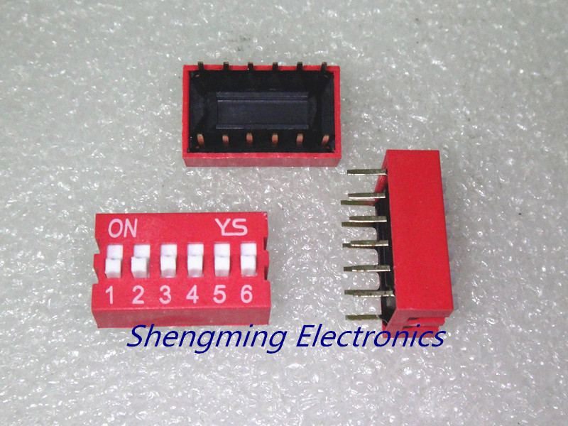 10PCS Slide Type Switch Module 6-Bit 2.54mm 6 Position Way DIP Red Pitch