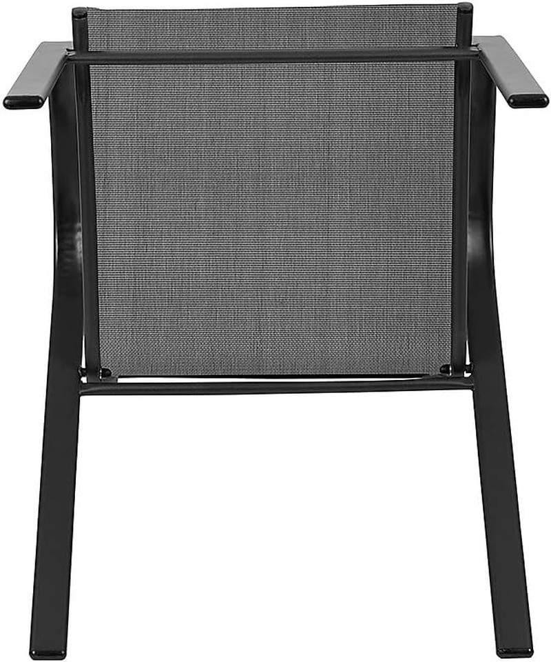 Set of 5 Stackable Black Patio Chairs with Modern Sling Design