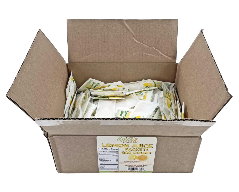 Lemon Juice Portion Control Packets | 200 Count | 4g Packets for Freshness