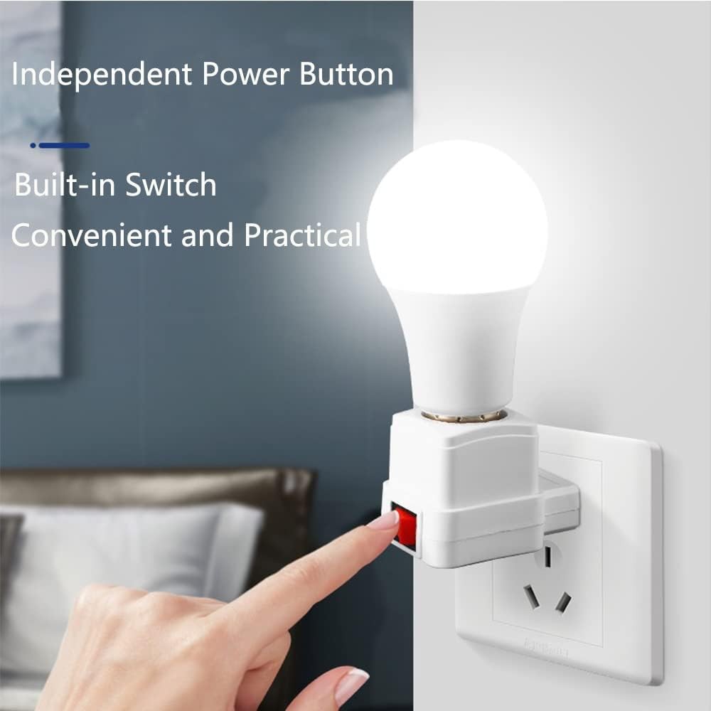 E26/E27 Socket Extension Adapter With Switch - Plug-in Light Bulb Socket...