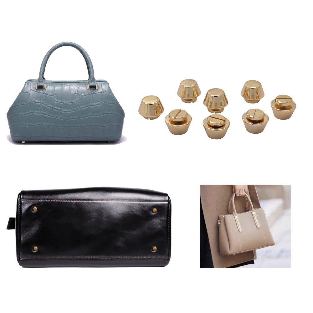 8 Sets 12mm Solid Brass Handbag Purse Feet Rivet Anti-Scratch Bag Stud Craft