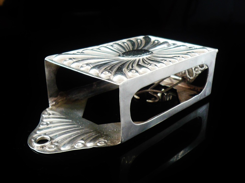 Unusual Sterling Silver Matchbox Holder Wall Mountable & Base Spring Loaded 1896
