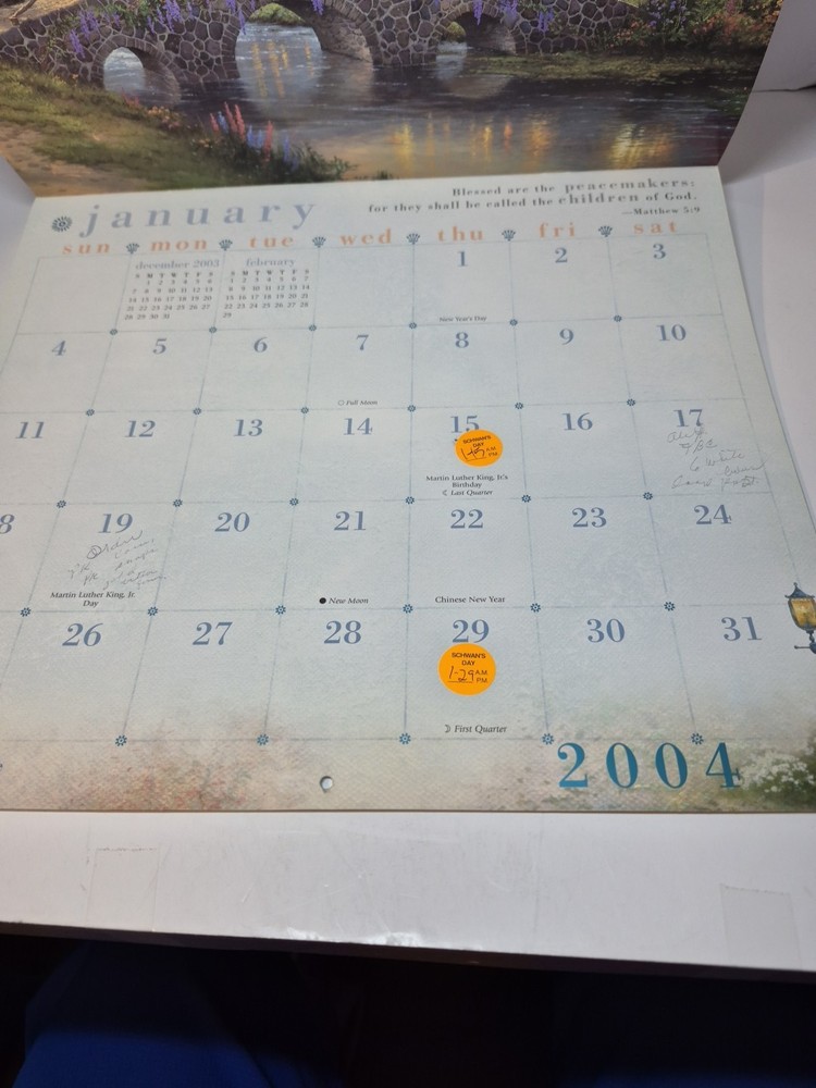 2004 Thomas Kinkade Painter Of Light Calendar With Scripture READ