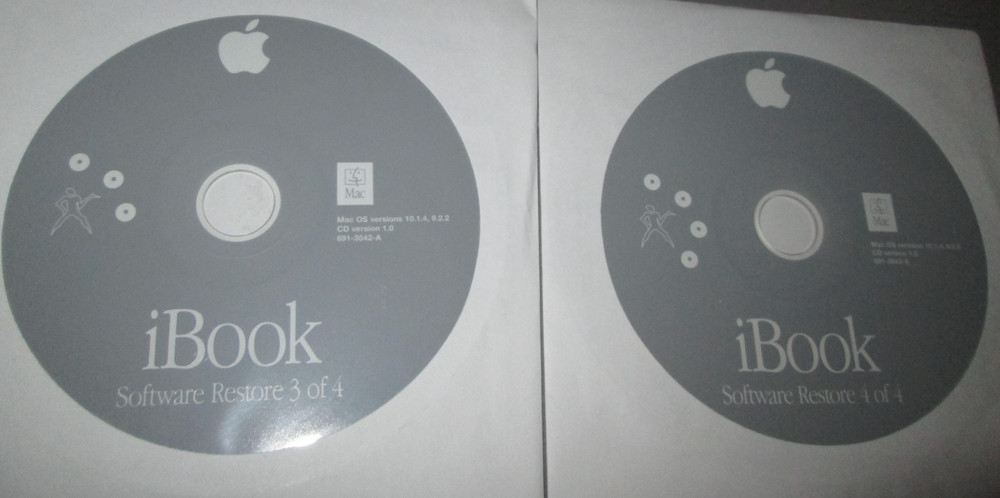 Apple iBook Software Restore Application Mac OS Discs 7 Vintage