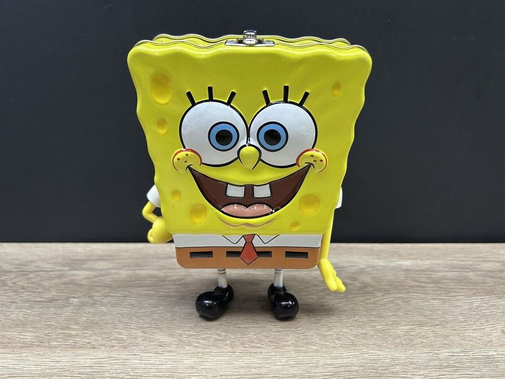 Vintage 2002 Nickelodeon SpongeBob Squarepants Metal Tin Container