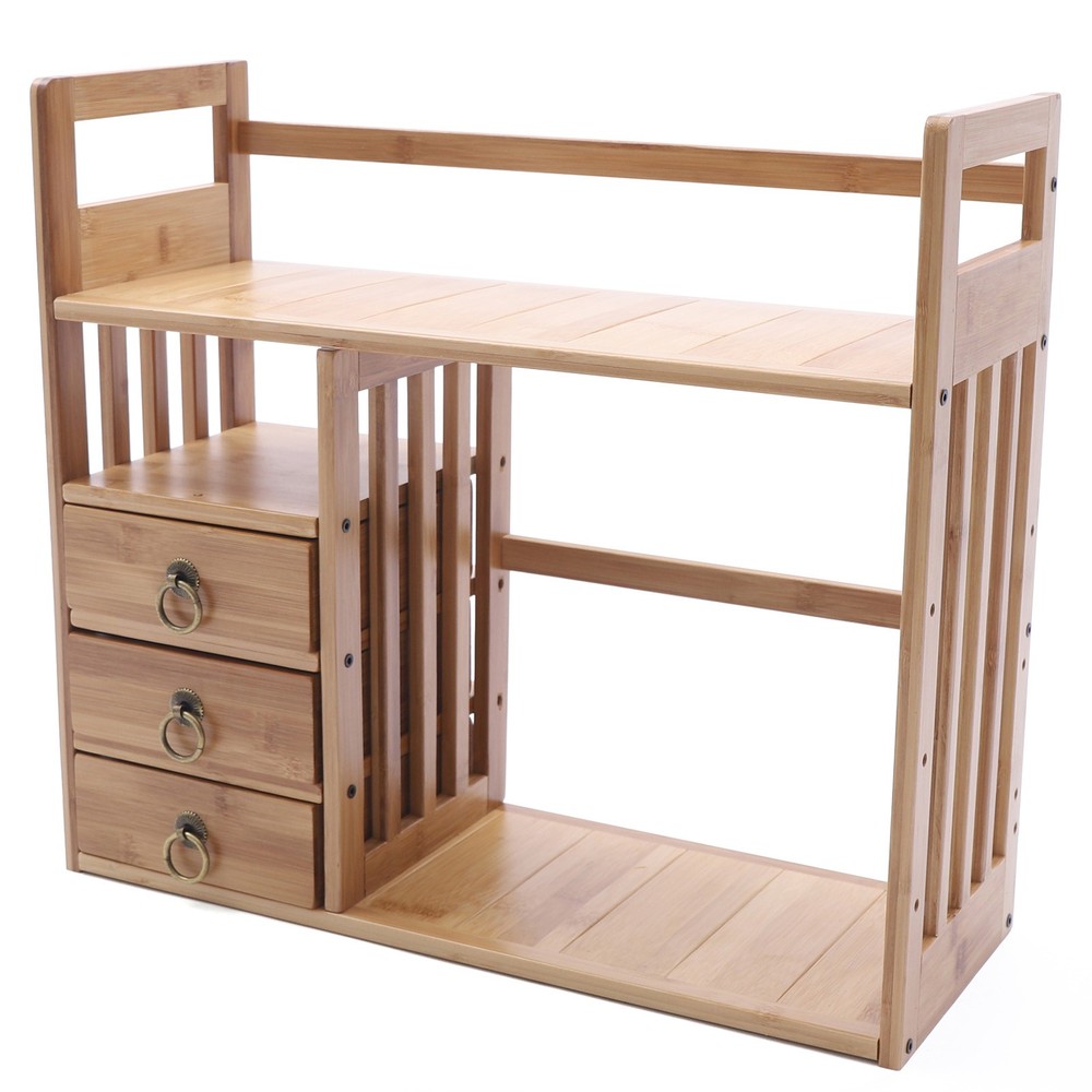 Natural Bamboo Desktop Bookshelf - Stylish Storage & Organization Solution