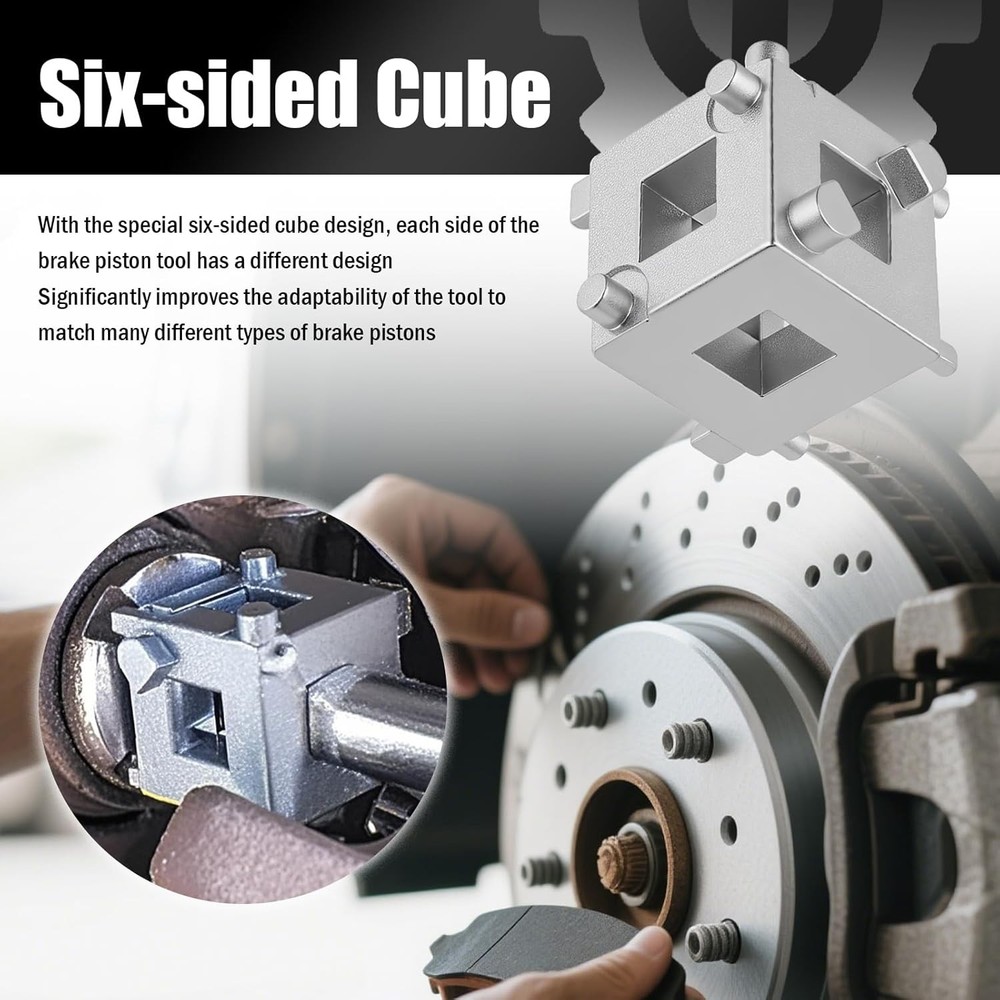 Cube Brake Caliper Compression Tool Driven by 3/8" Tool,6-face Car Rear Brake Ca