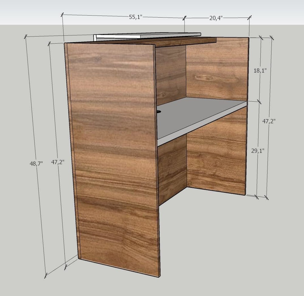 Reception Front Desk Counter Top, Laminate Desktop, Standing Table for Salon