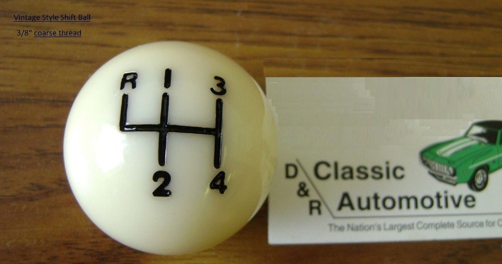 Shift Ball Knob White 3/8 Coarse Thread 4-speed Shifter fits hurst